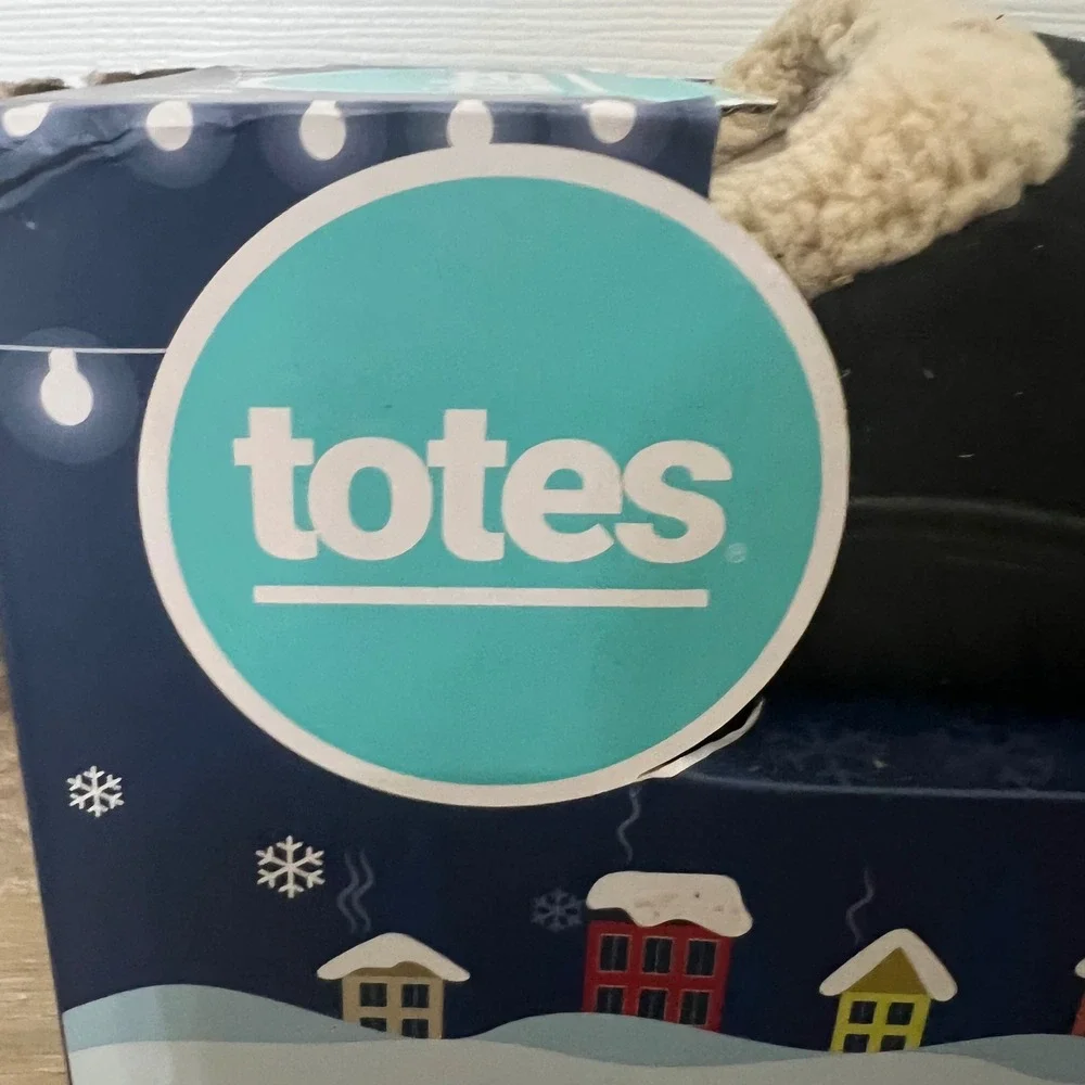 Totes Mens Cozy Slippers Black Faux Suede Memory Foam Clogs Size XL 11-12 NEW